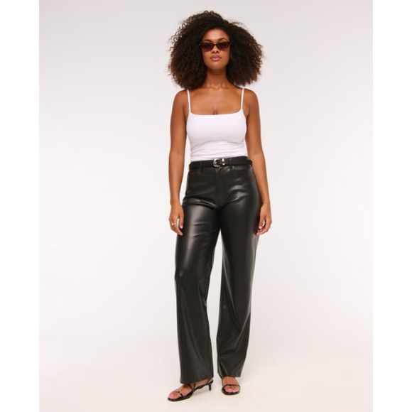 Abercrombie & Fitch Denim - Abercrombie & Fitch Curve Love High Rise 90s Relaxed Vegan Leather Pant Sz 33/16